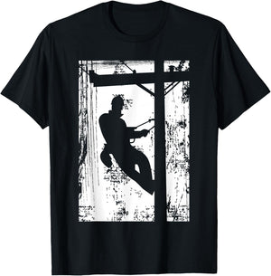 Daddy Father Lineman | Electric Cable Lineman Gift T-Shirt - T-Shirt | Black