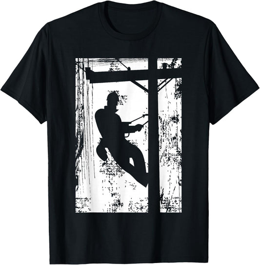 Daddy Father Lineman | Electric Cable Lineman Gift T-Shirt - T-Shirt | Black