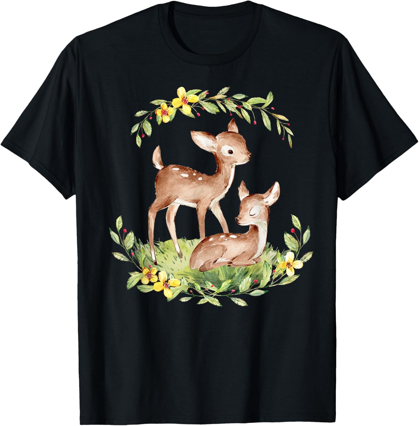 Cute Baby Deer Fawn Natural Deers Baby Animal T-Shirt - T-Shirt | Black