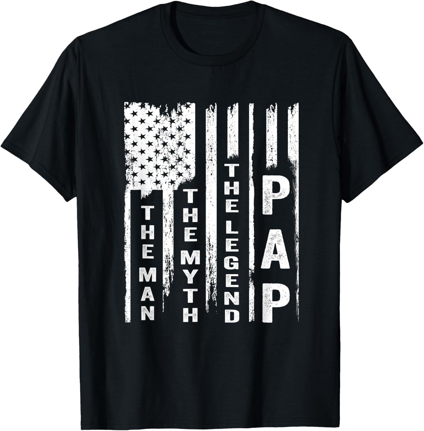 Pap The Man The Myth The Legend Shirt US Flag T-Shirt - T-Shirt | Black
