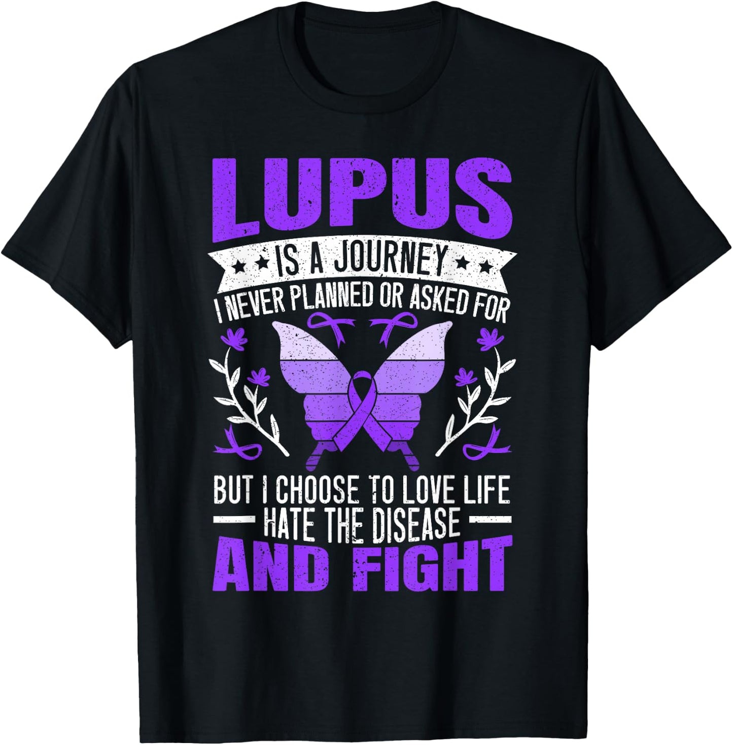 Lupus Awareness Butterfly Wear Purple SLE Autoimmune Disease Small T-Shirt - T-Shirt | Black