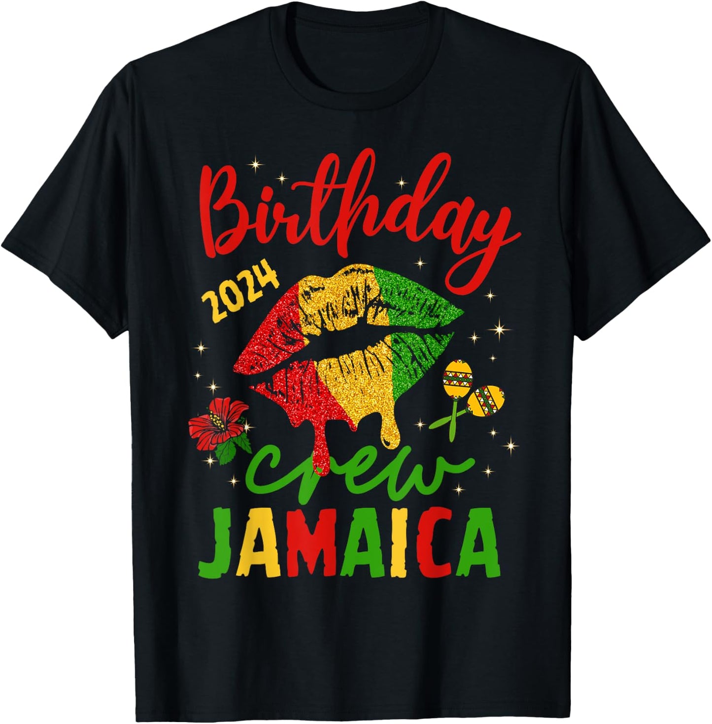 Women Birthday Queen Jamaica Girls Trip 2024 Party Matching T-Shirt - T-Shirt | Black