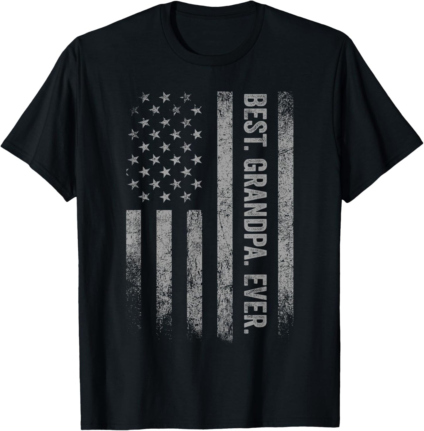 Best Grandpa Ever American Flag Patriotic T-Shirt - T-Shirt | Black