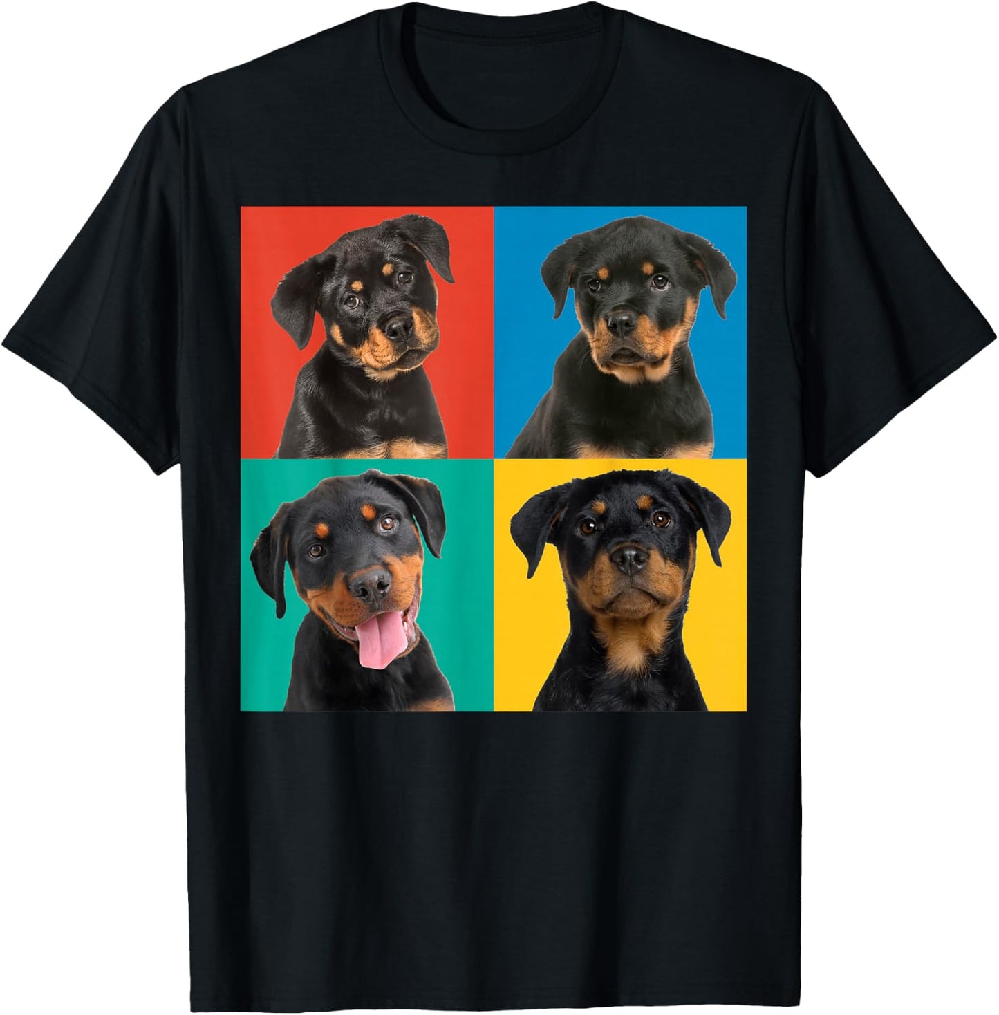 Rottweiler Puppies Colourful Portrait Photos for Dog Owners Men Women Girls Kids T-Shirt - T-Shirt | Black