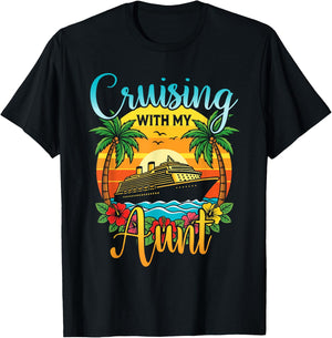 Cruising with My Aunt Nephew Niece Cruise Vacation Matching T-Shirt - T-Shirt | Black