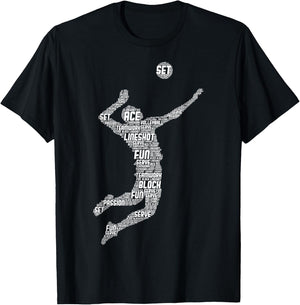 Volleyball Player Boys Youth Men T-Shirt - T-Shirt | Black