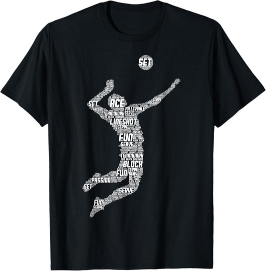 Volleyball Player Boys Youth Men T-Shirt - T-Shirt | Black