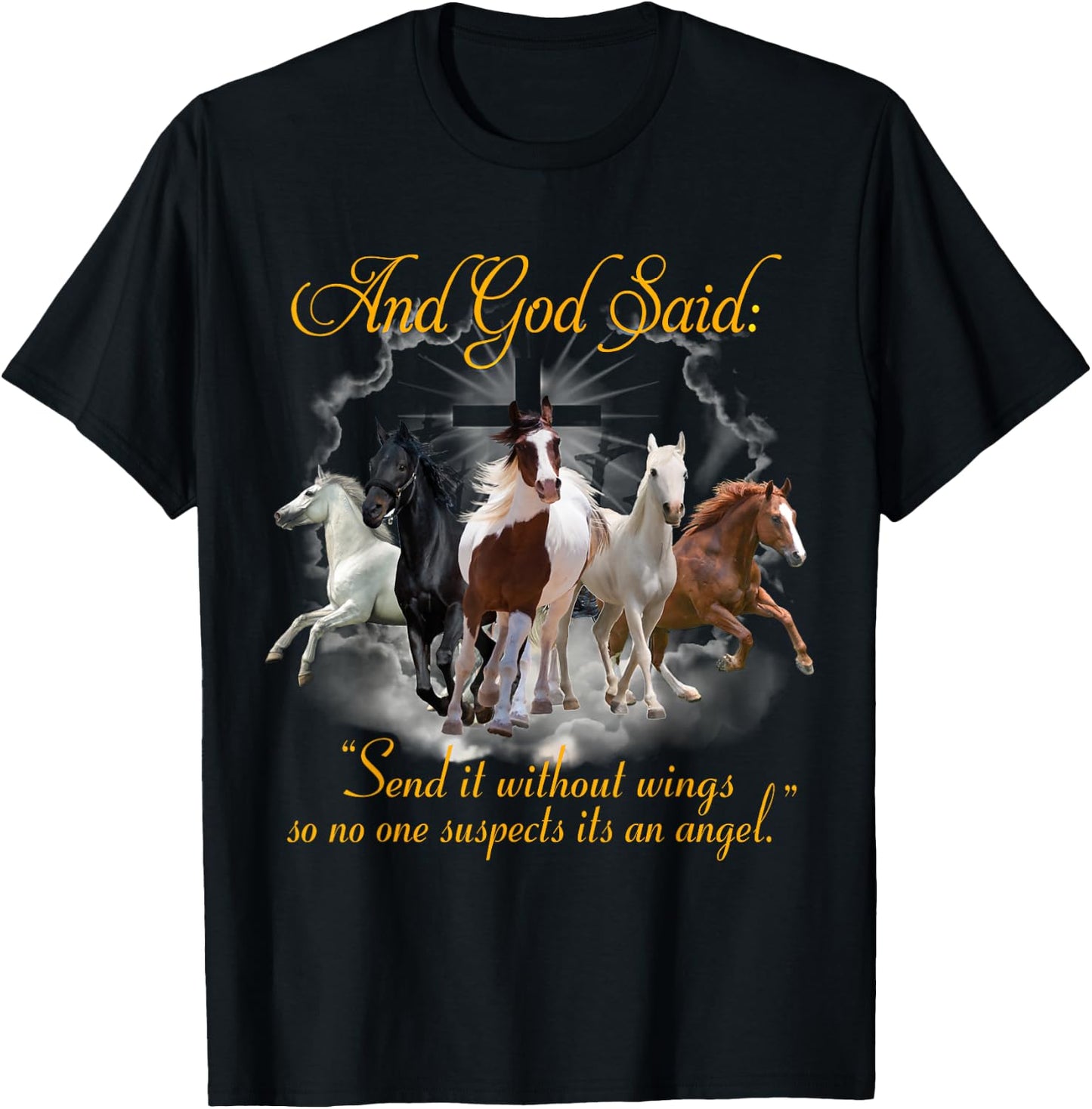 Horse Send It Without Wing T-Shirt - T-Shirt | Black