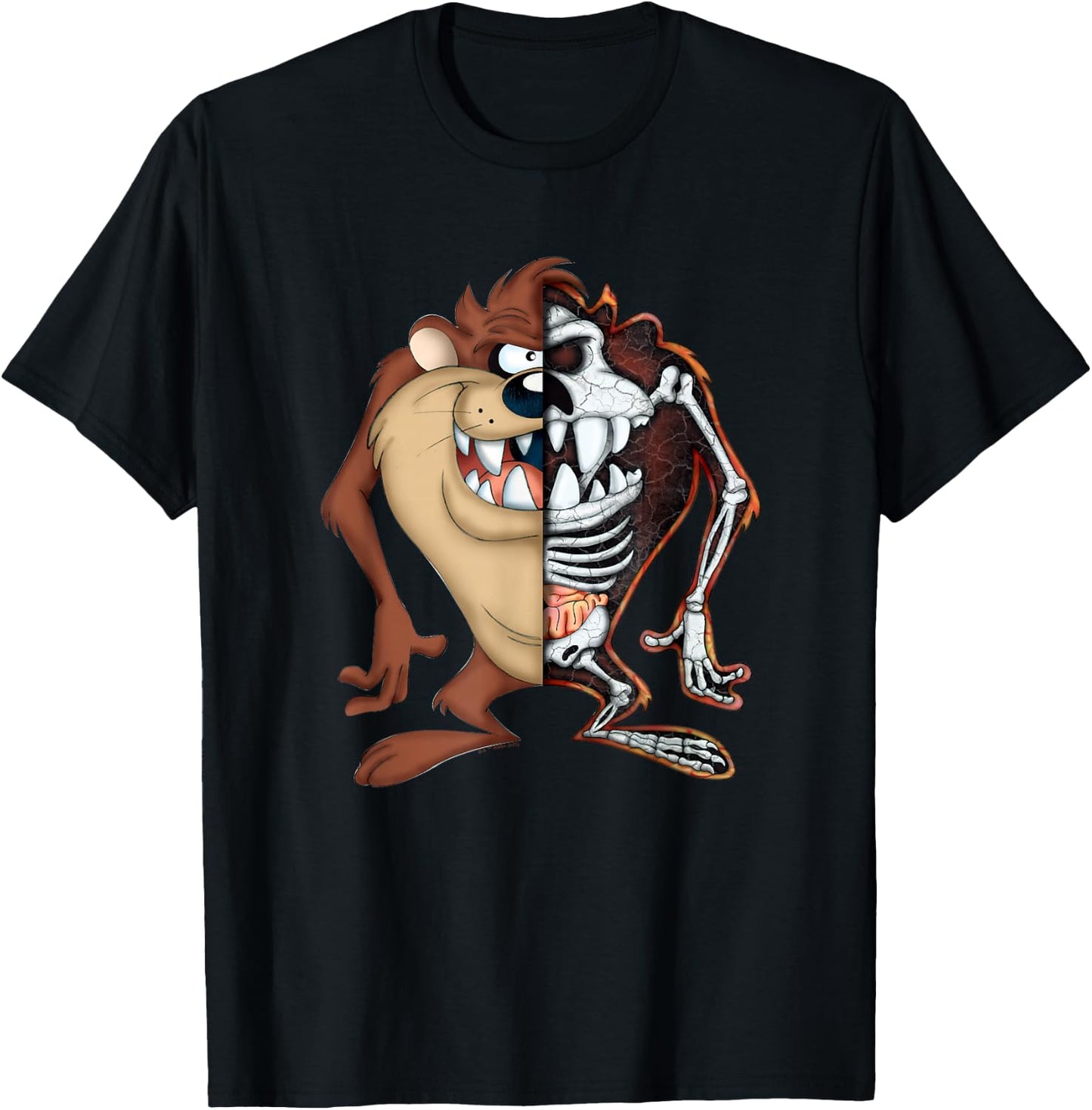 Looney Tunes Taz Half Skeleton T-Shirt - T-Shirt | Black