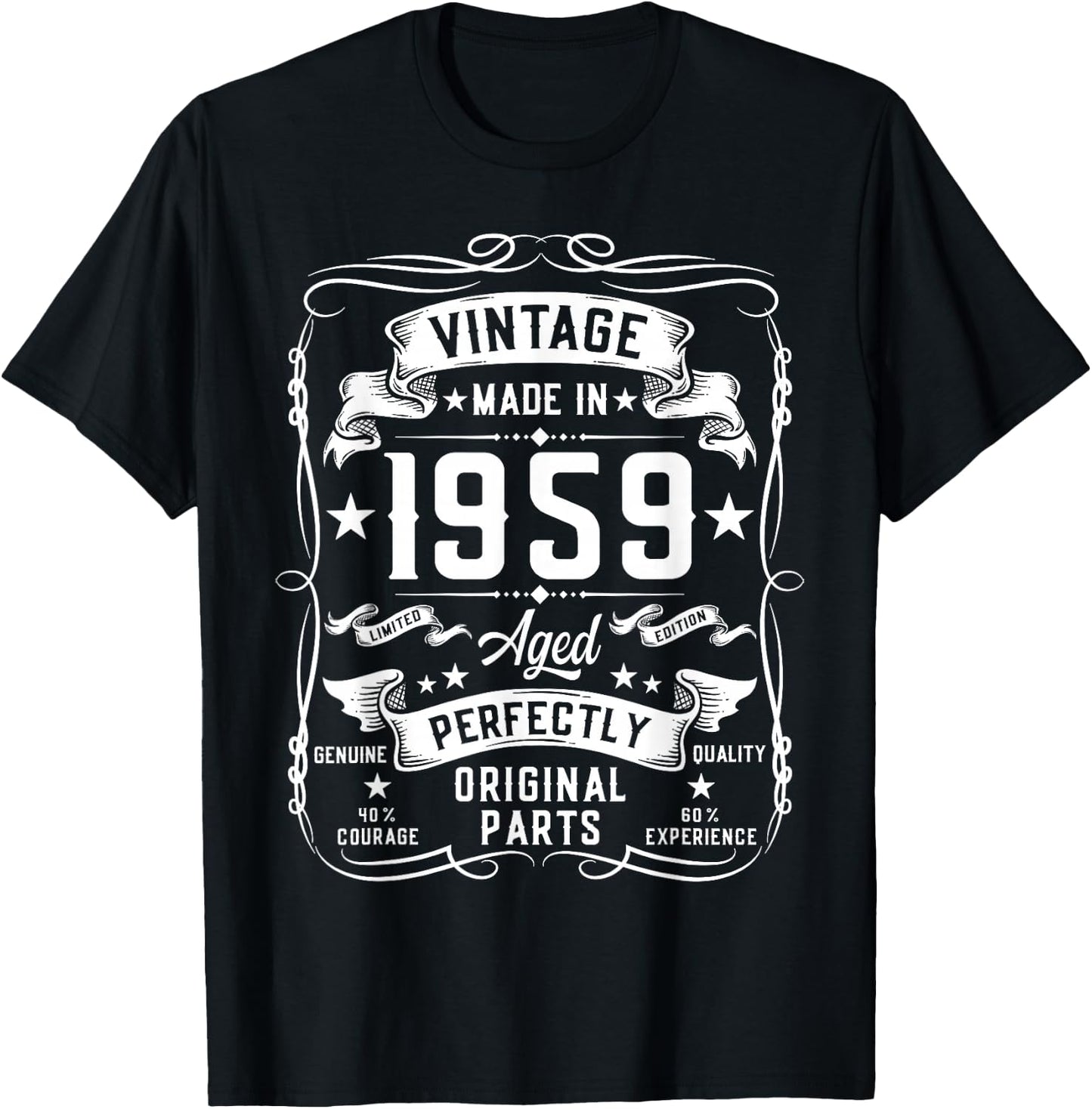 Vintage 1959 66 Years Old Gifts 66yr 66th Birthday T-Shirt - T-Shirt | Black