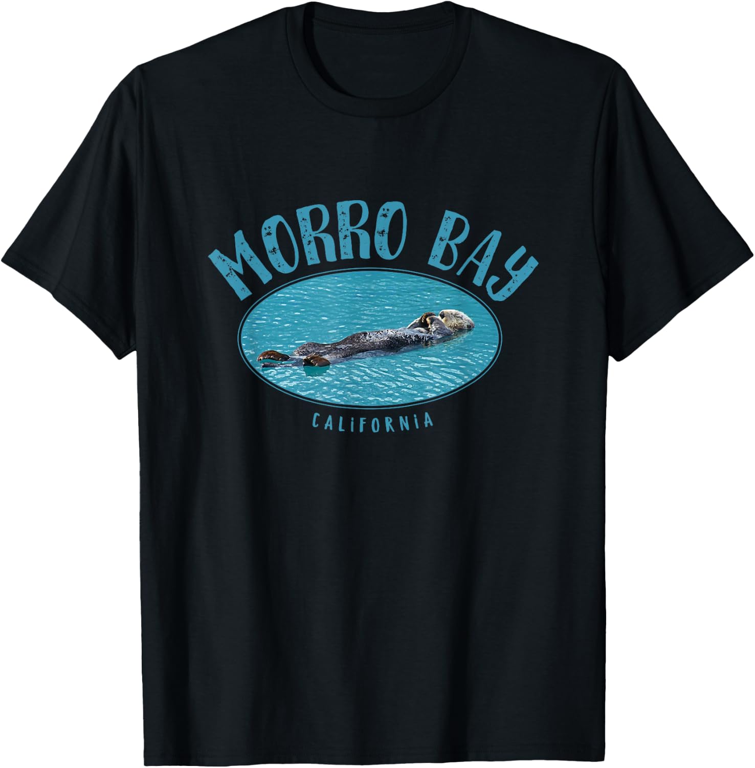 Morro Bay California Sea Otter Design T-Shirt - T-Shirt | Black