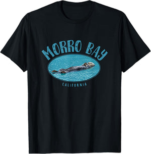 Morro Bay California Sea Otter Design T-Shirt - T-Shirt | Black