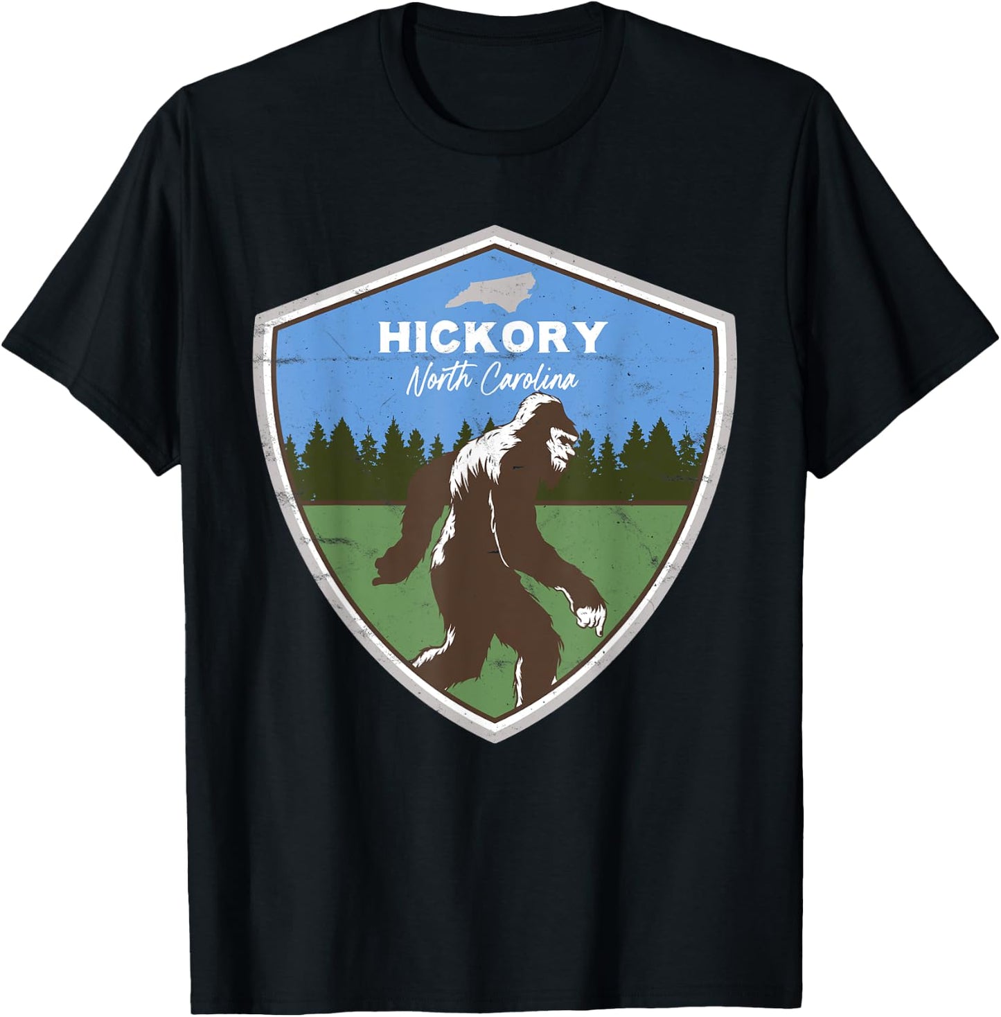 Bigfoot Sighting at Hickory North Carolina NC Funny T-Shirt - T-Shirt | Black