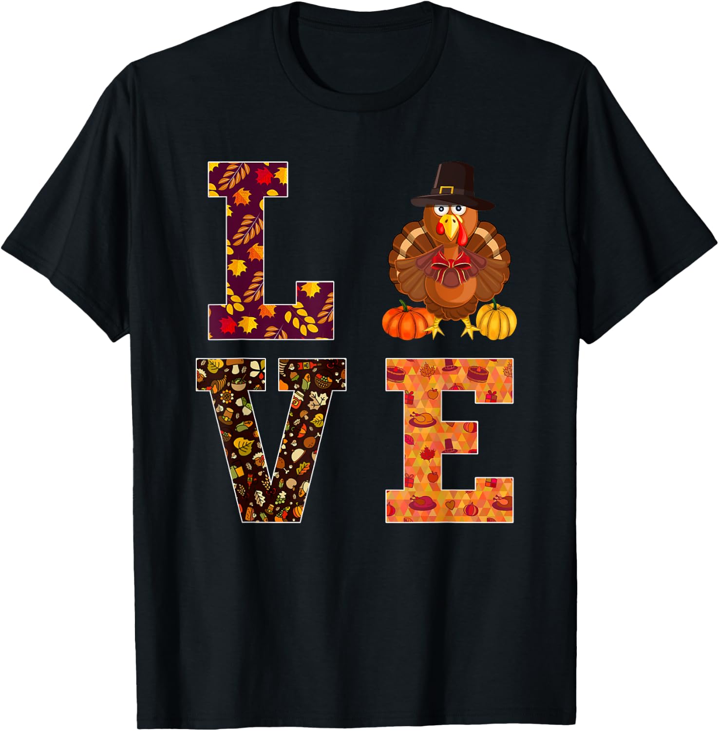 Funny thanksgiving turkey love apparel women men T-Shirt - T-Shirt | Black