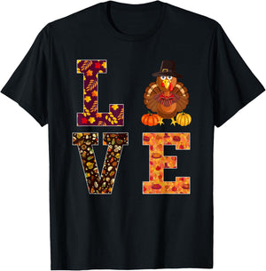 Funny thanksgiving turkey love apparel women men T-Shirt - T-Shirt | Black