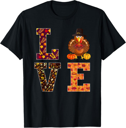 Funny thanksgiving turkey love apparel women men T-Shirt - T-Shirt | Black