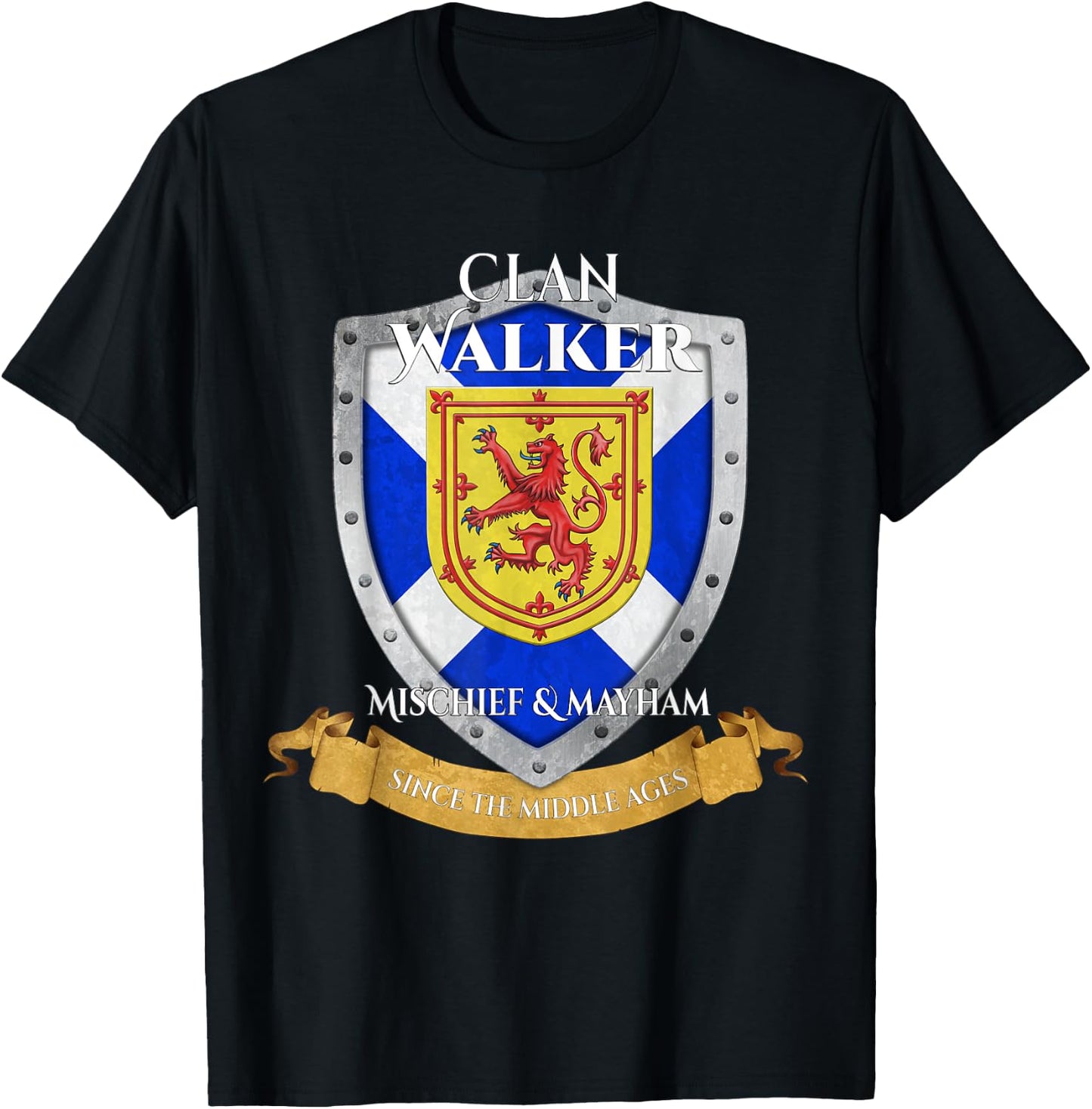 Walker Scottish Family Clan Scotland Shield T-Shirt - T-Shirt | Black
