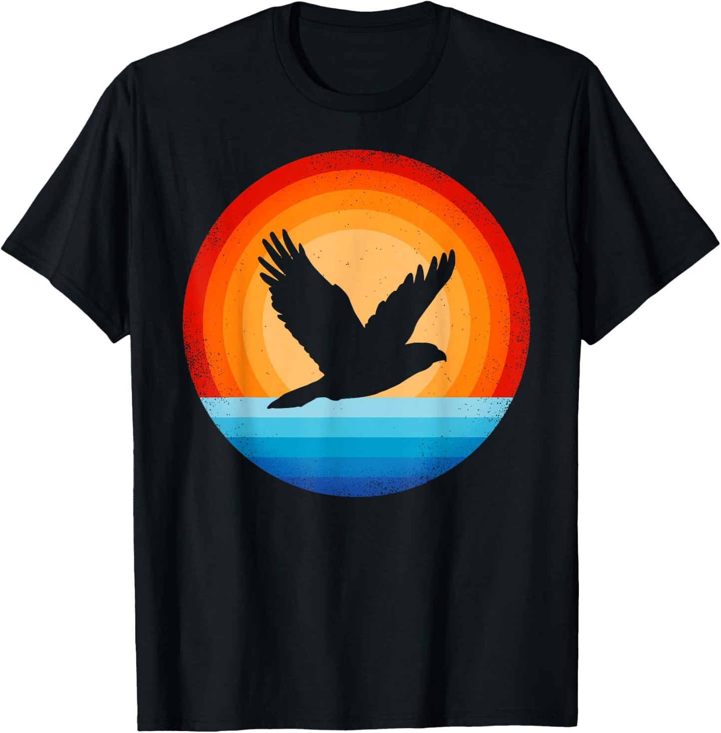 Hawk Retro Vintage 60s 70s Sunset Bird Lovers Men Women T-Shirt - T-Shirt | Black