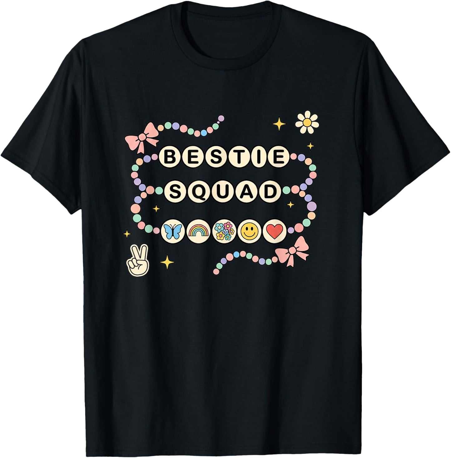 Bestie Squad Kids Friendship Bracelet Graphic Top for Kids T-Shirt - T-Shirt | Black