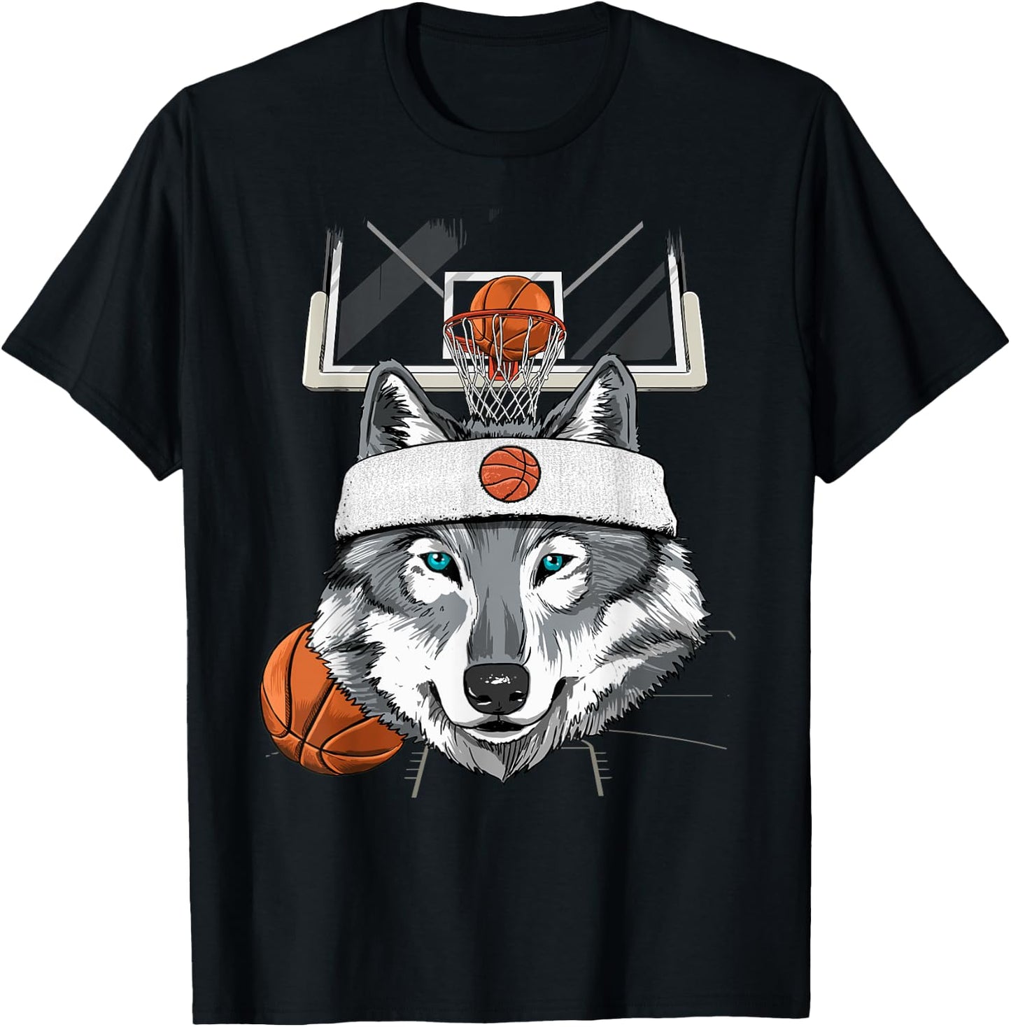 Wolf Basketball Player Coach Sport Basketball Lover Baller T-Shirt - T-Shirt | Black