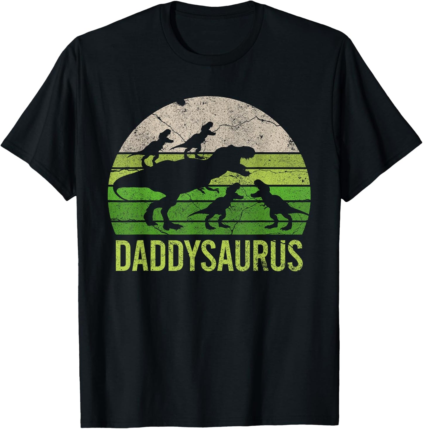 Daddysaurus 4 four kids Vintage Christmas Gift Fathers Day T-Shirt - T-Shirt | Black