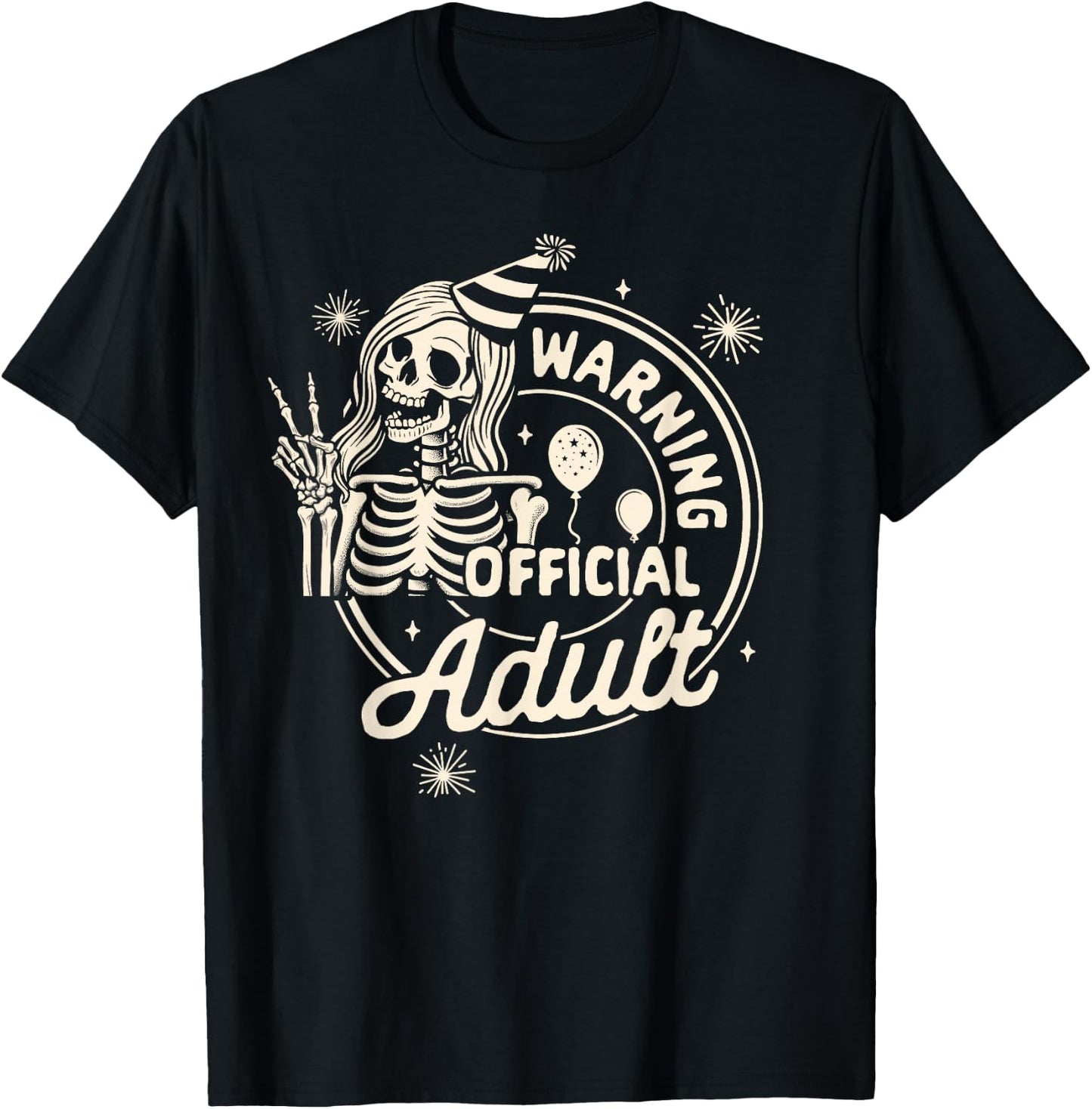 18th Birthday Girl 18 Years Birthday Warning Official Adult T-Shirt - T-Shirt | Black