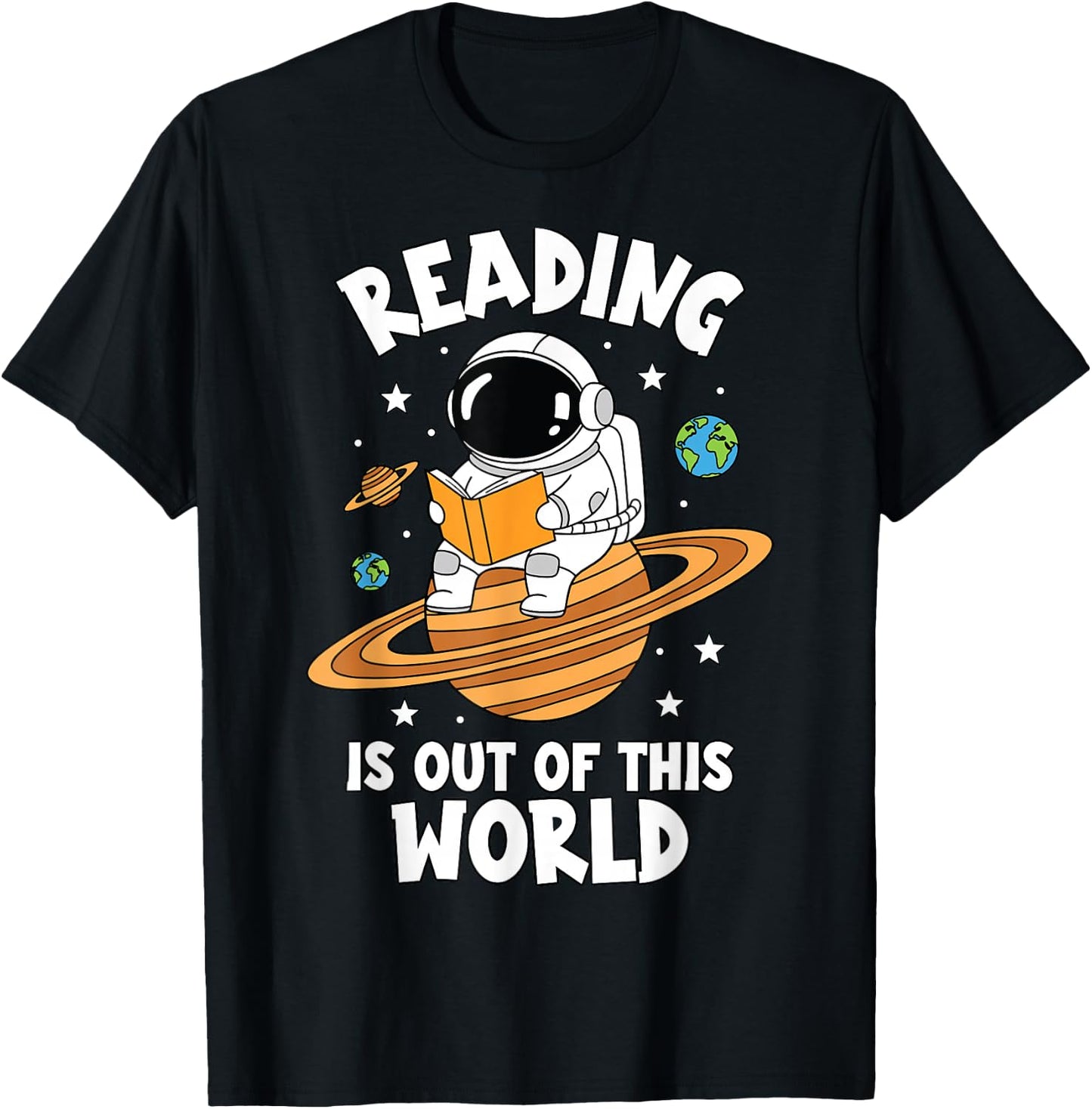 Reading is Out of This World Astronaut Space Book Lover T-Shirt - T-Shirt | Black