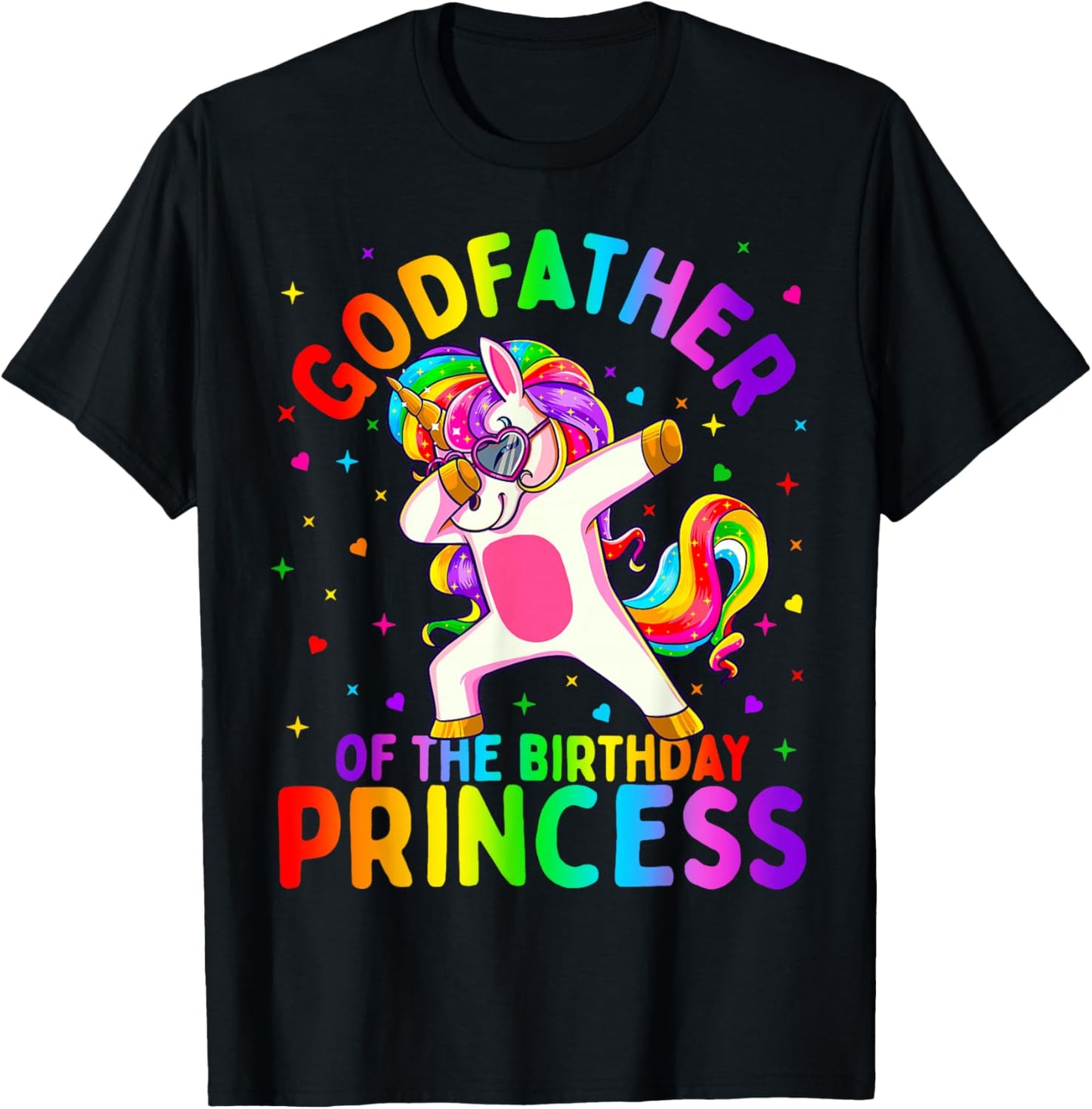 Godfather of the Birthday Princess Girl Dabbing Unicorn T-Shirt - T-Shirt | Black