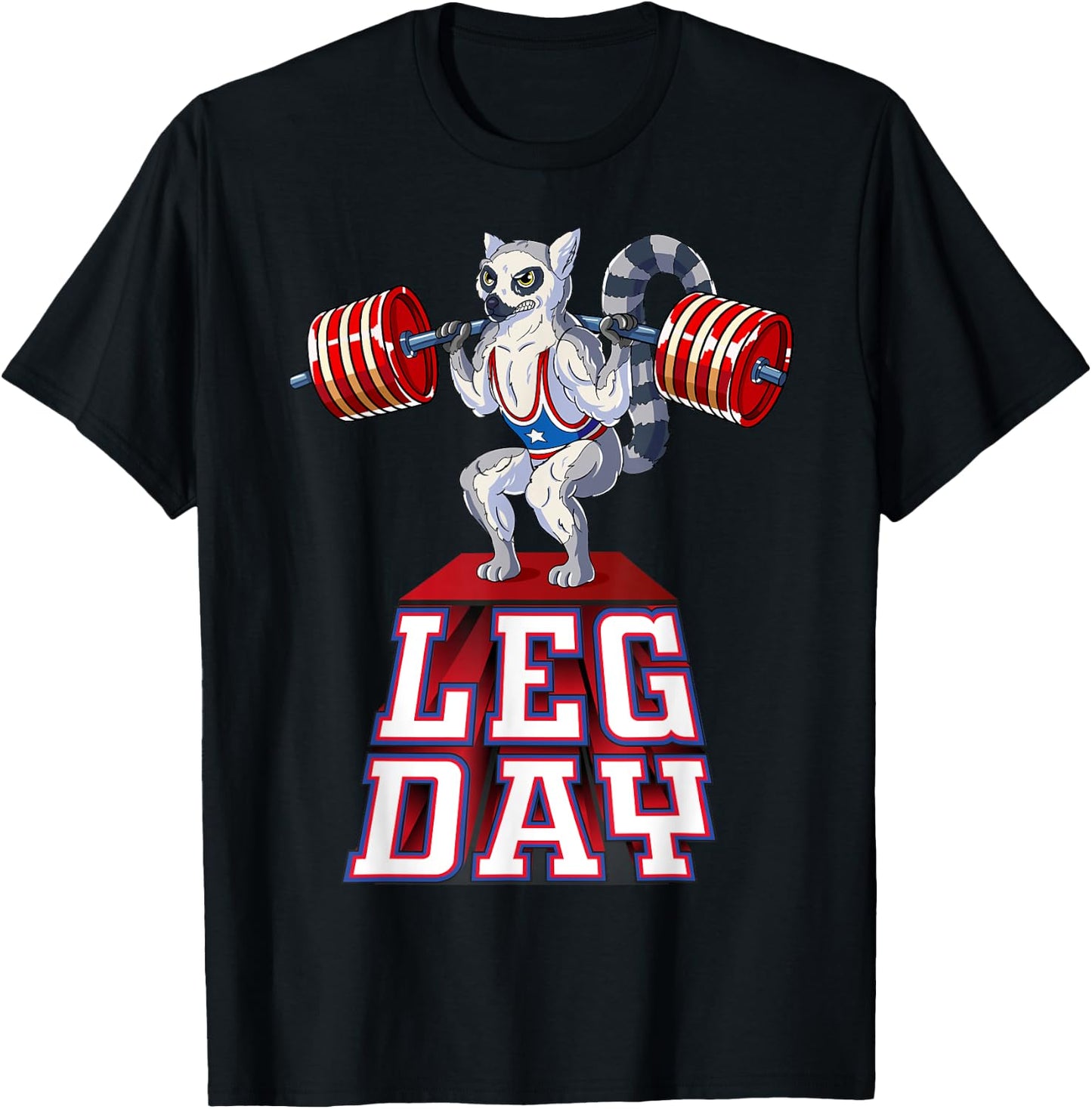 Leg Day lemur Weight Lifting Squat Gym Training T-Shirt - T-Shirt | Black