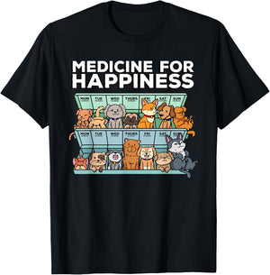medicine for happiness pill box animals dog pals Men Women T-Shirt - T-Shirt | Black