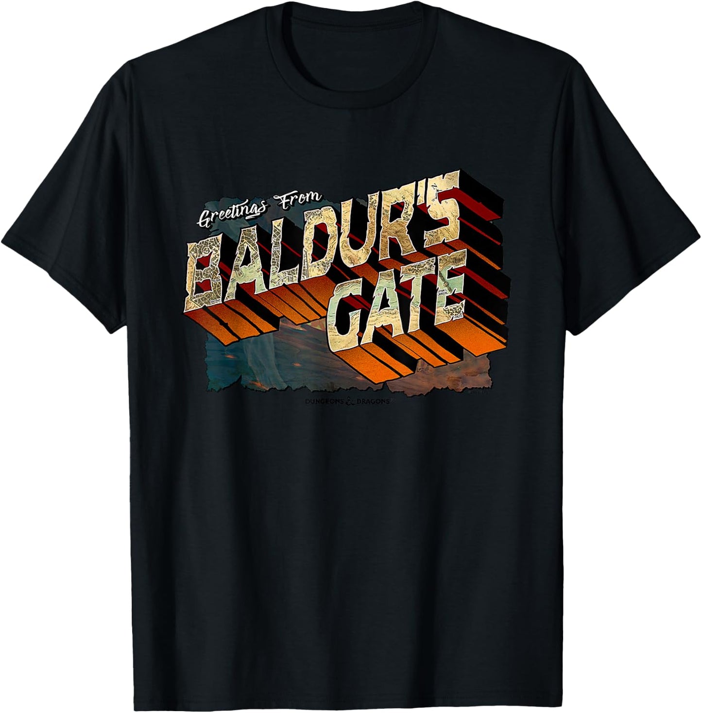 Dungeons & Dragons Greetings from Baldur's Gate T-Shirt - T-Shirt | Black