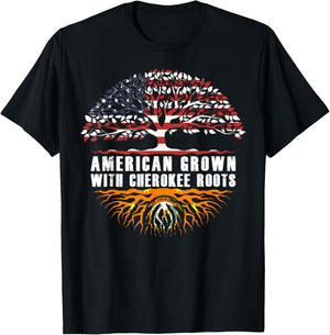 American Grown With Cherokee Roots Cherokee Native American T-Shirt - T-Shirt | Black