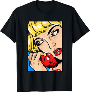 Suspicious Women Pop Art Comic Book Popular Culture Artist T-Shirt - T-Shirt | Black