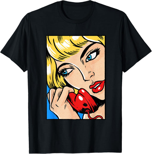 Suspicious Women Pop Art Comic Book Popular Culture Artist T-Shirt - T-Shirt | Black