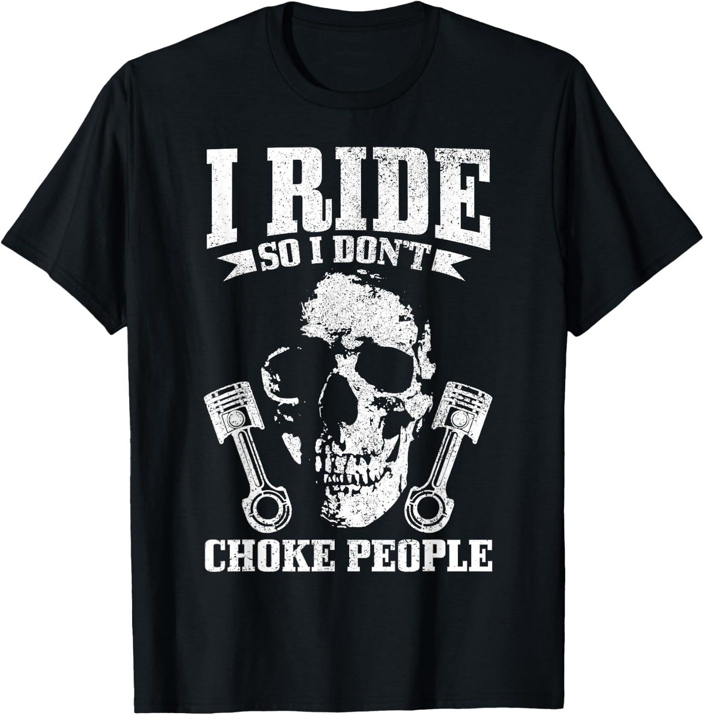 Biker Vintage Skull Motorcycle Funny Biker T-Shirt - T-Shirt | Black