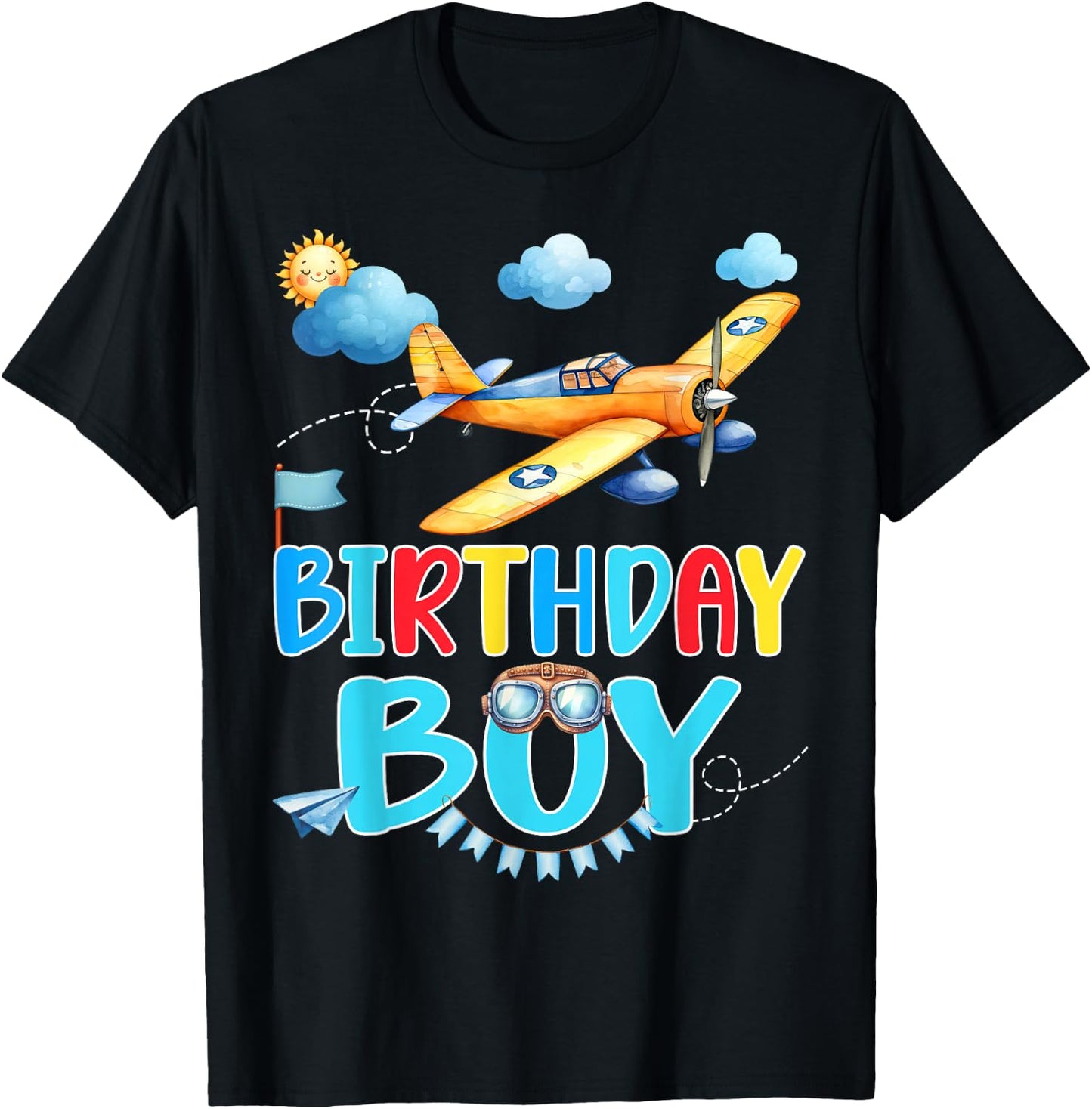 Kids Birthday Boy Flight Crew Squad Airplane Matching Family T-Shirt - T-Shirt | Black