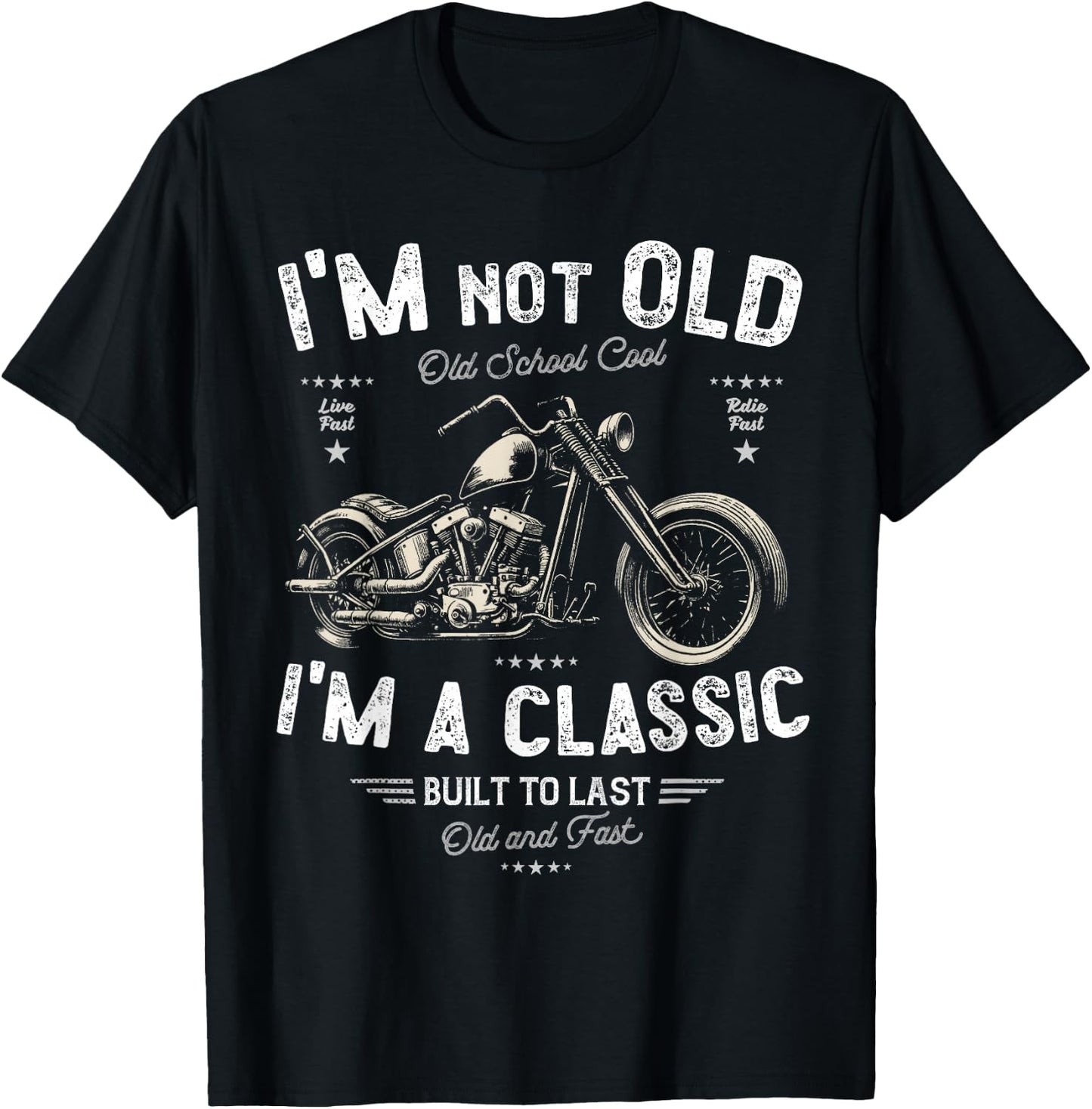 I'm Not Old I'm A Classic. Birthday Classic Retro Motorbike T-Shirt - T-Shirt | Black