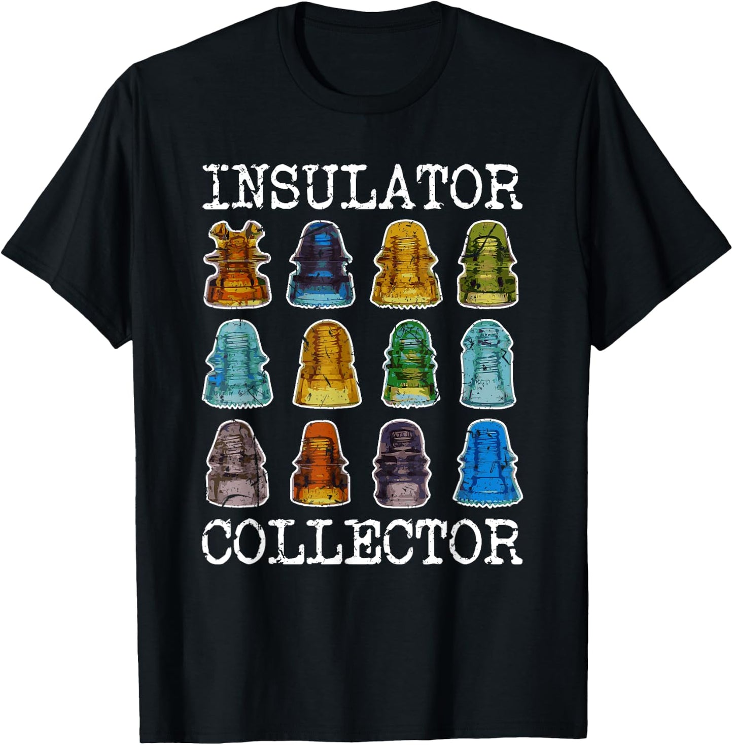 Insulator Collector Antique Telegraph Vintage Glass T-Shirt - T-Shirt | Black