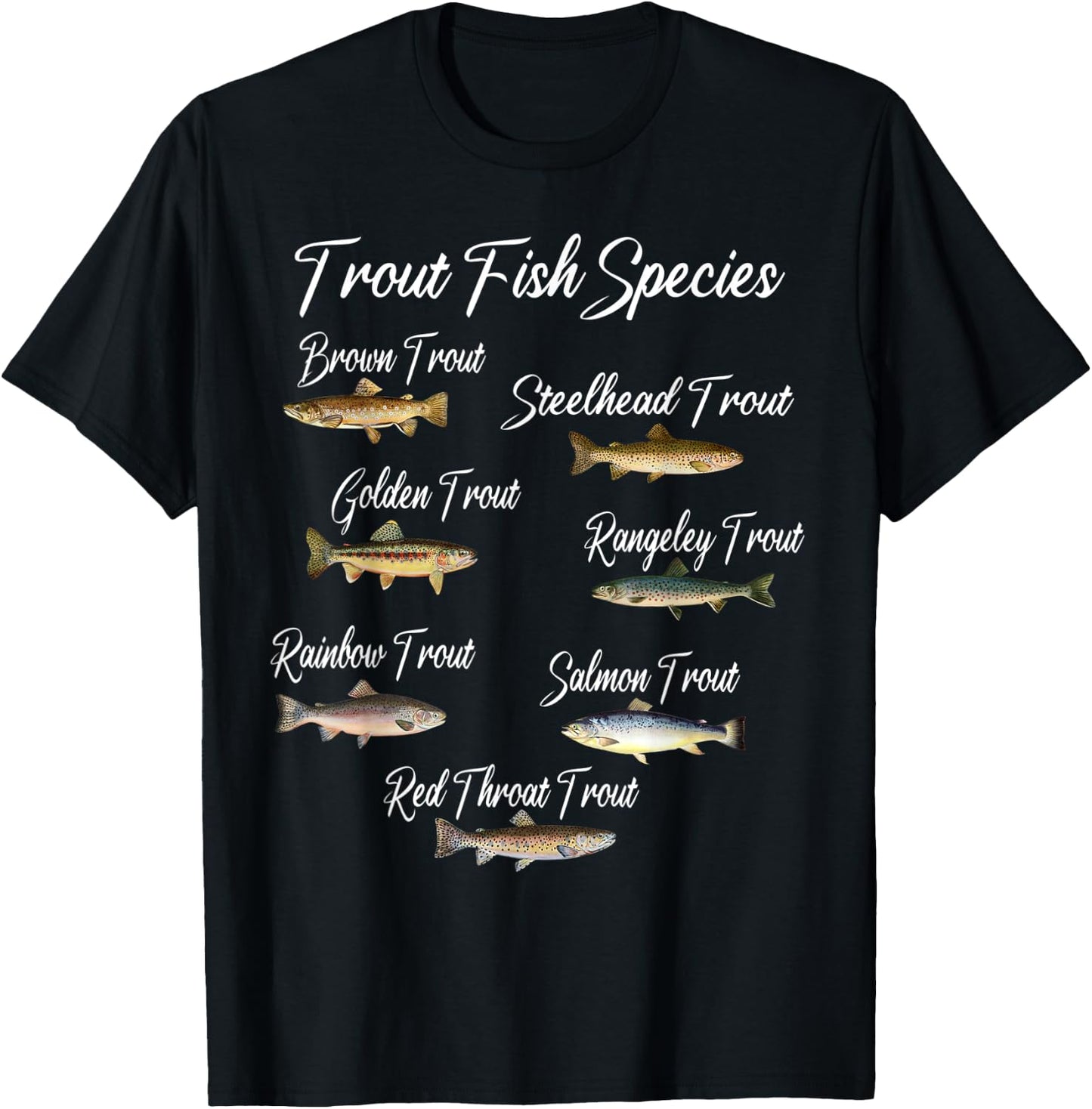 Types of Trout Fish Species Fishing Angling Outfit T-Shirt - T-Shirt | Black