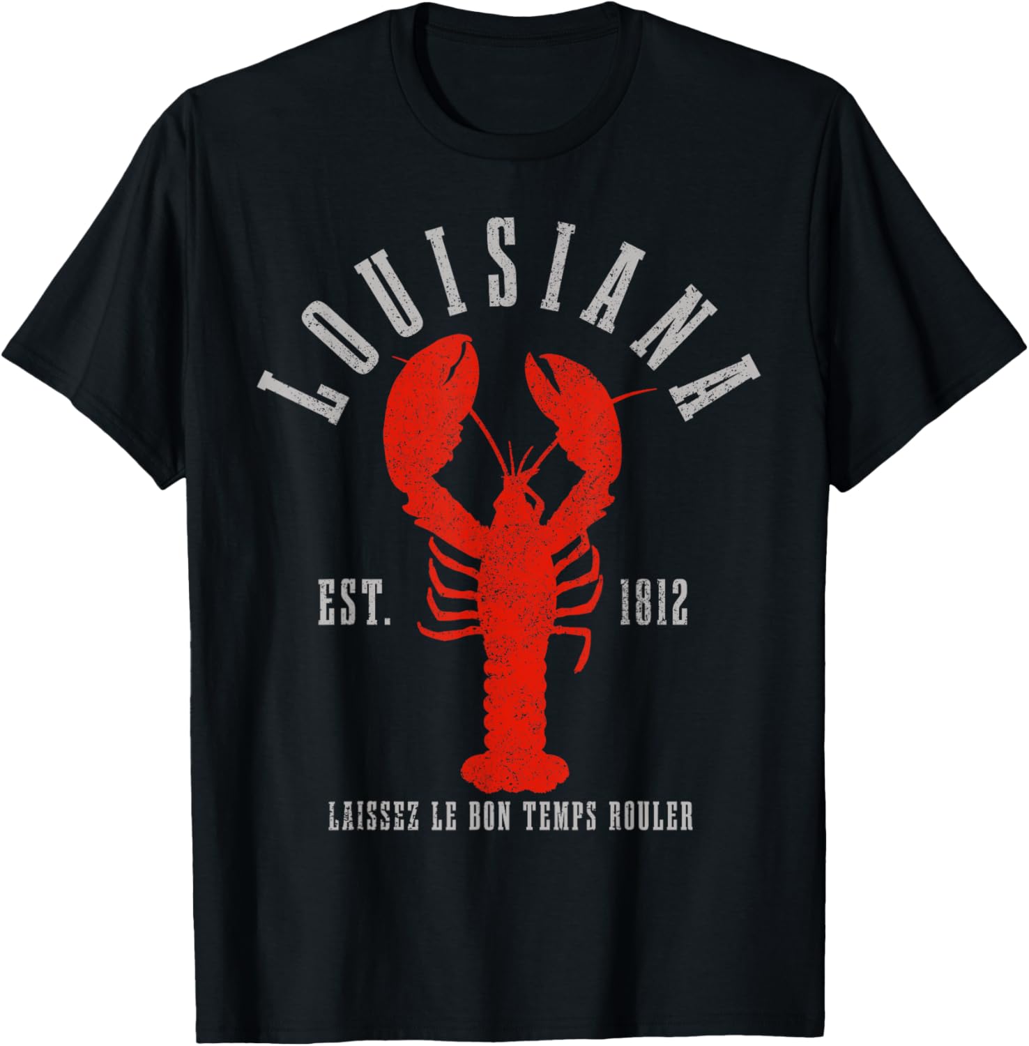 Louisiana Est. 1812 Crawfish New Orleans Mardi Gras T-Shirt - T-Shirt | Black