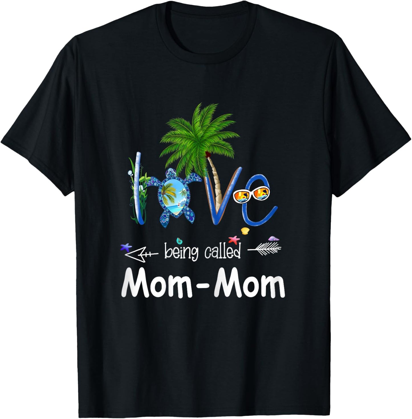 Love being called Mom-Mom turtle summer T-Shirt - T-Shirt | Black