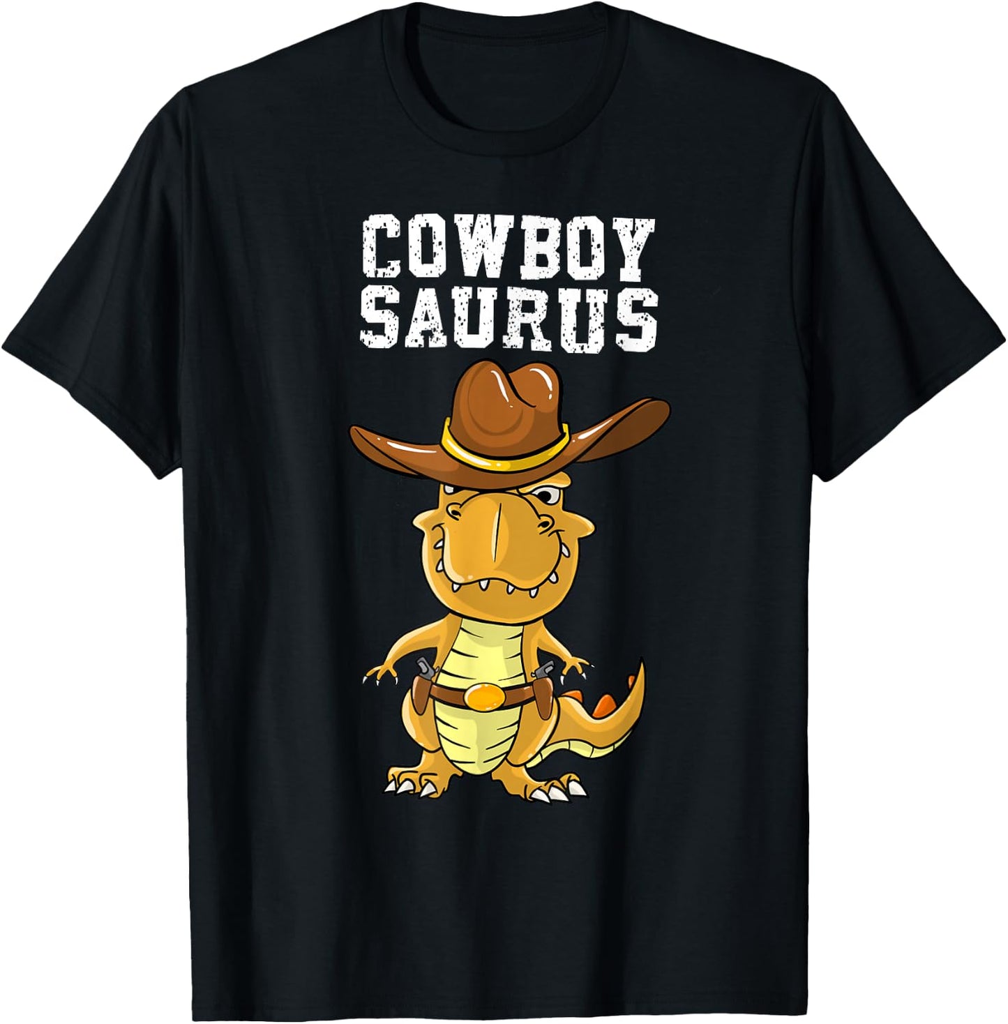 Cool Cowboy Saurus Funny Western Rodeo Dinosaur Lover Gift T-Shirt - T-Shirt | Black