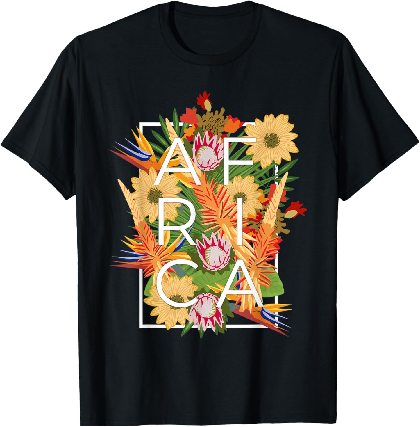 Flowers of Africa Word Art - African Pride T-Shirt - T-Shirt | Black