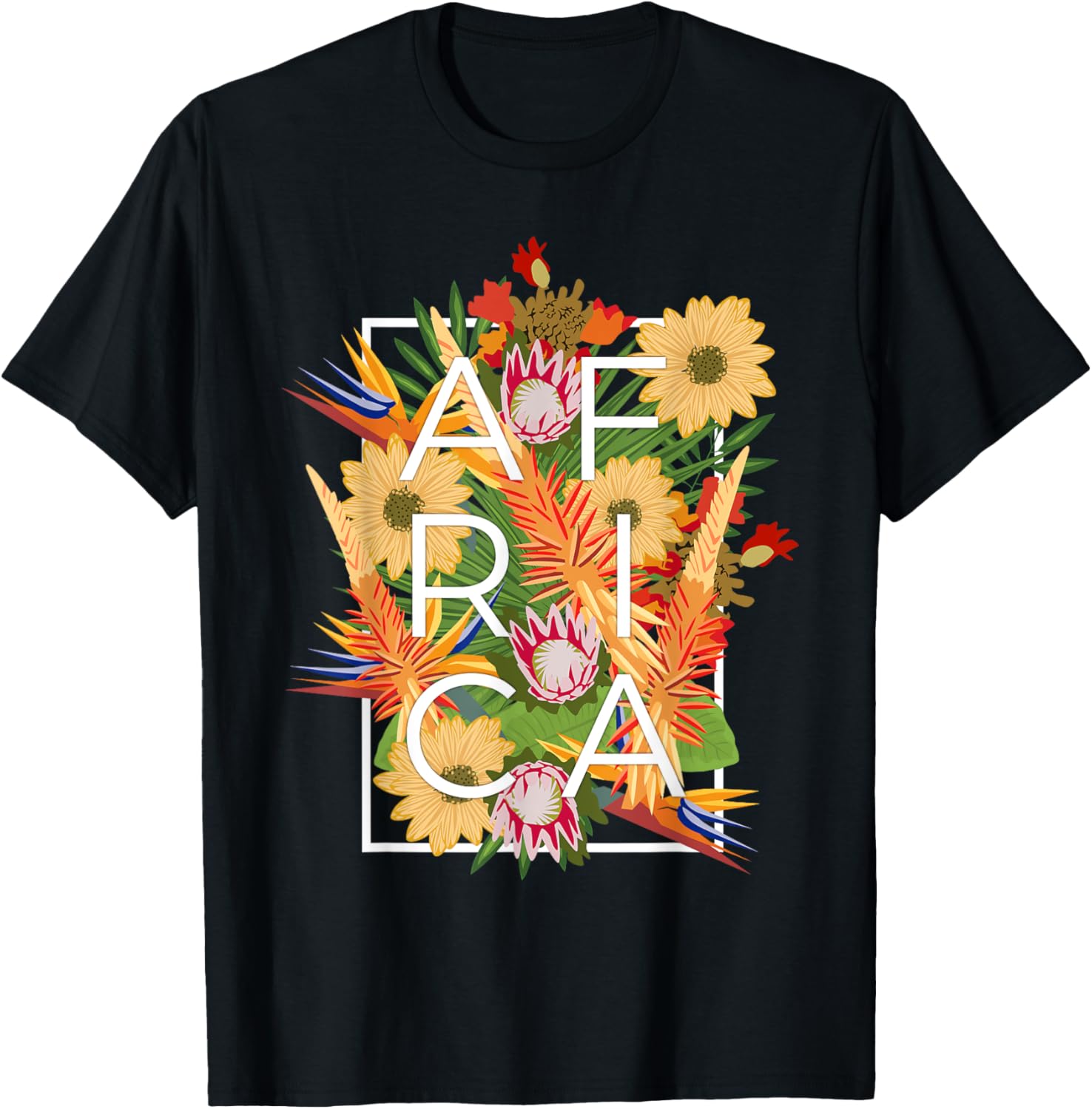 Flowers of Africa Word Art - African Pride T-Shirt - T-Shirt | Black