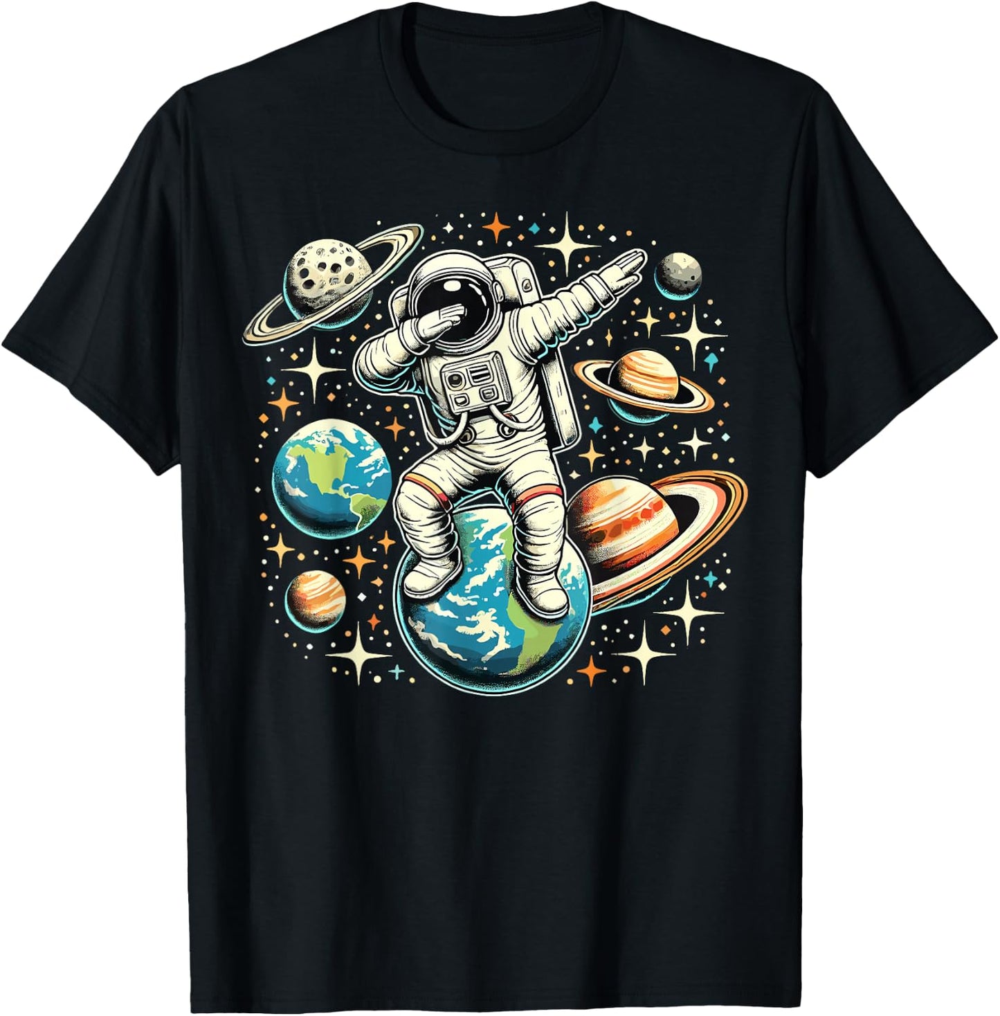 Astronaut Dabbing Space Galaxy T-Shirt - T-Shirt | Black