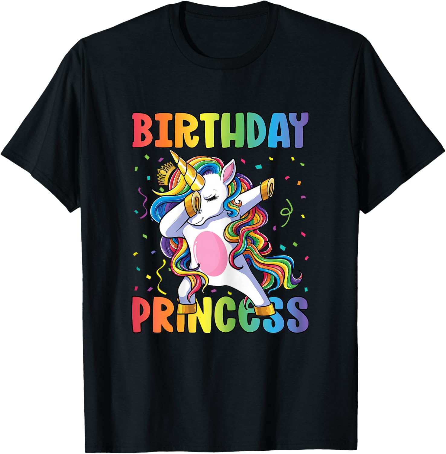 Birthday Princess Shirt Girl Kids Women Dabbing Unicorn Girl T-Shirt - T-Shirt | Black