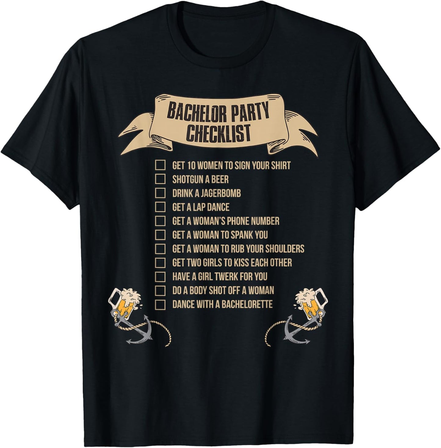 Bachelor Party Checklist T-Shirt - T-Shirt | Black