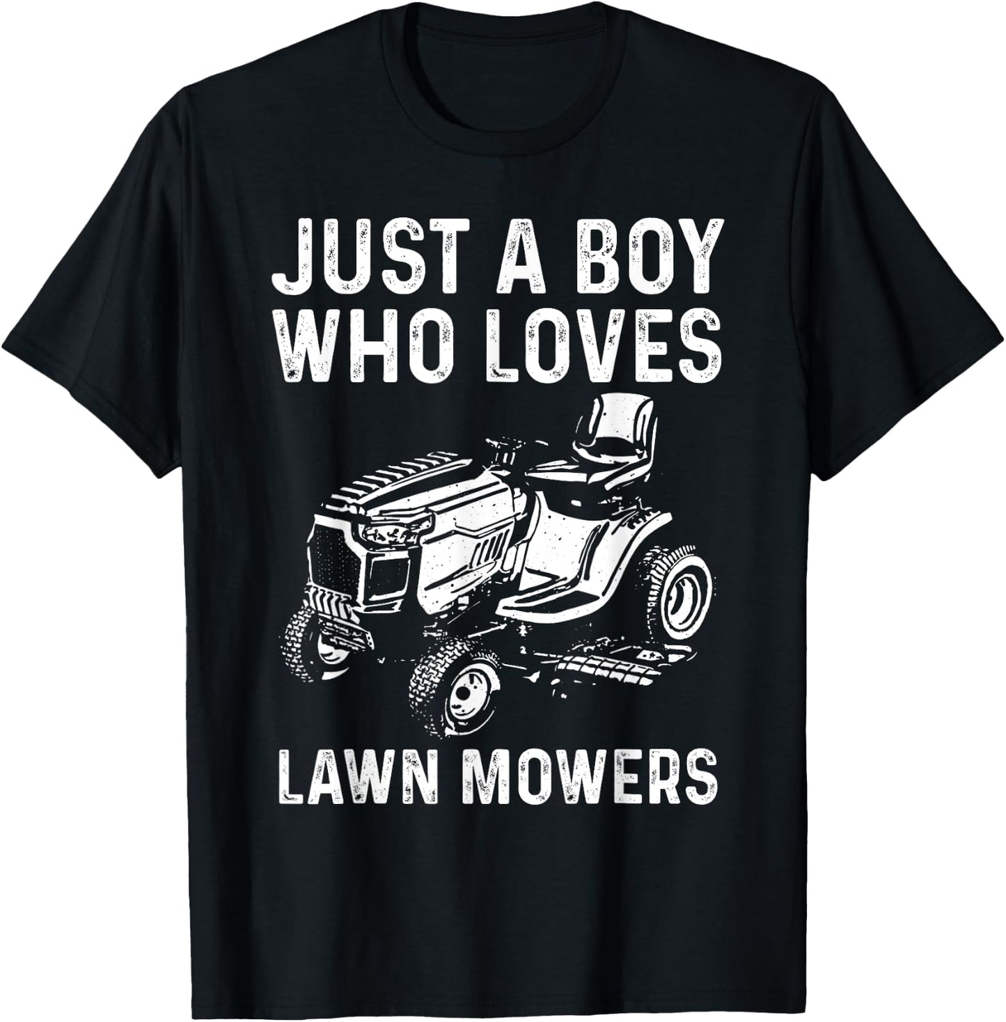 Funny Lawn Mower For Boys Kids Gardening Landscaping Tractor T-Shirt - T-Shirt | Black