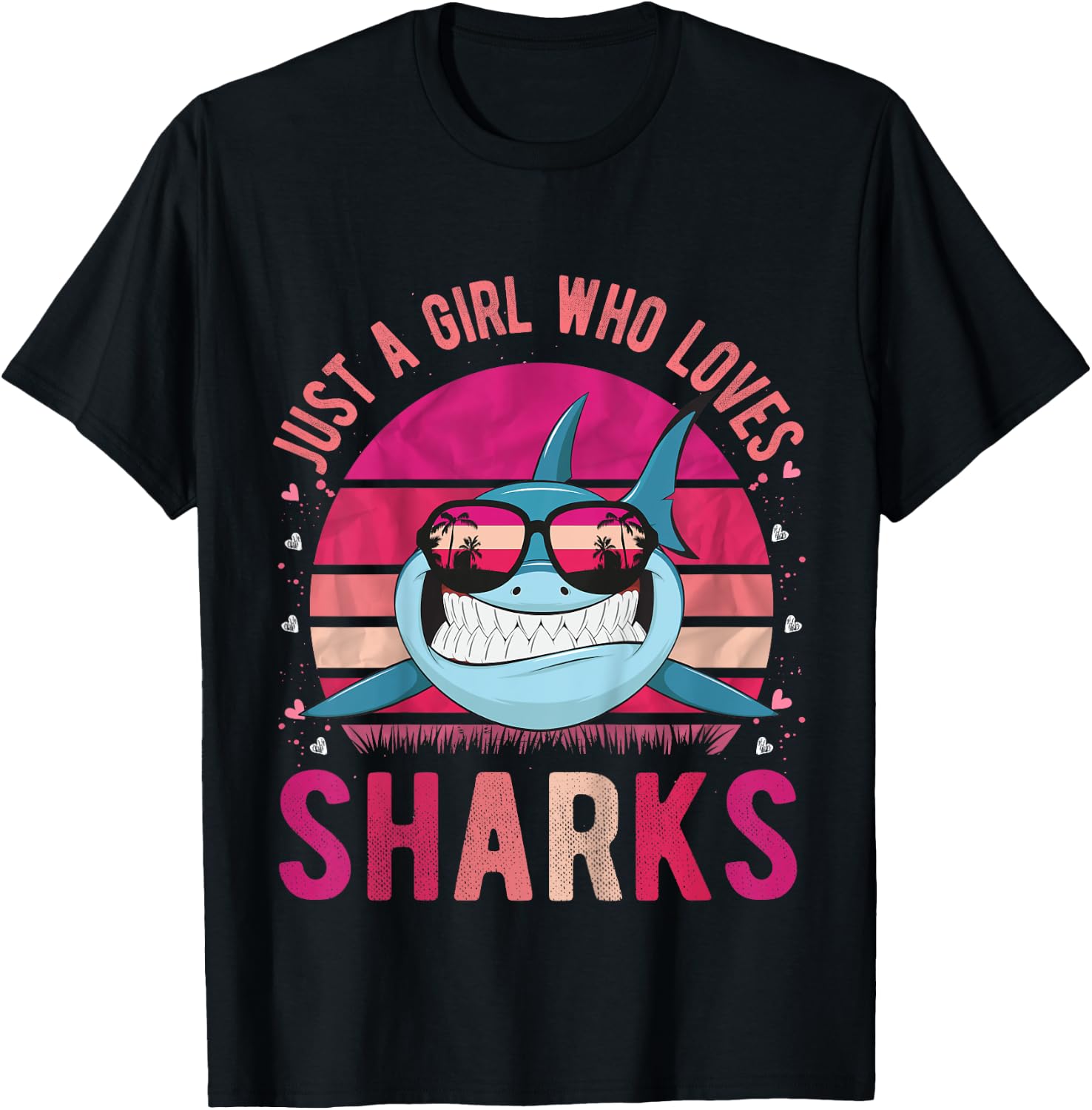 Just a Girl Who Loves Sharks Vintage Retro Gift T-Shirt - T-Shirt | Black