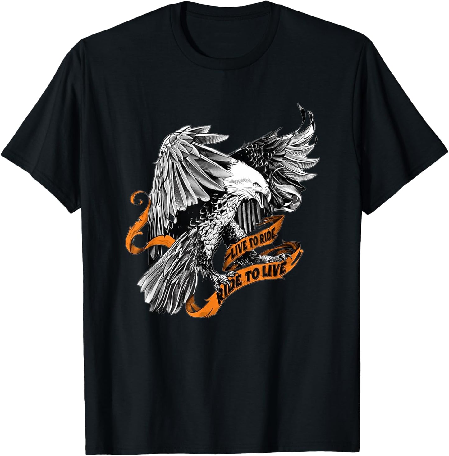 US Eagle, biker, live to ride ride to live T-Shirt - T-Shirt | Black
